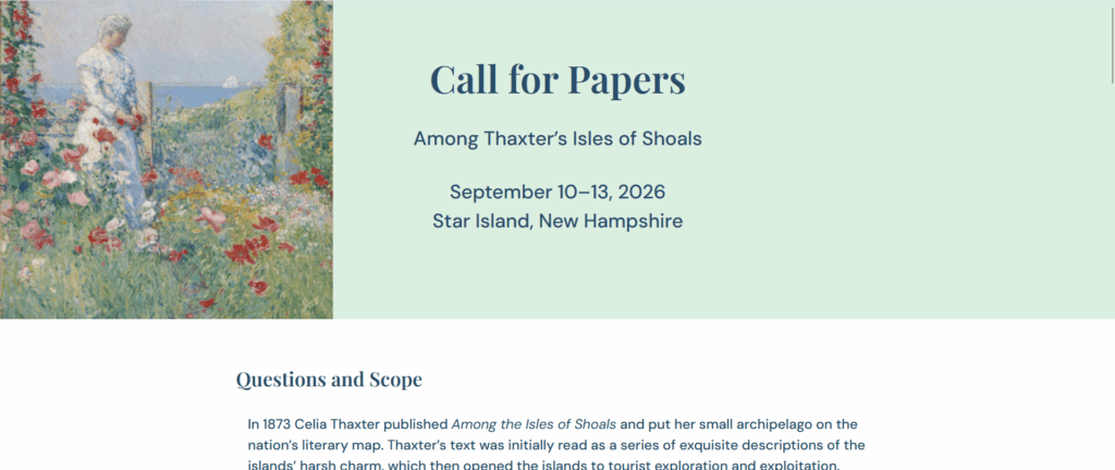 Thaxter Conference Call for Papers page