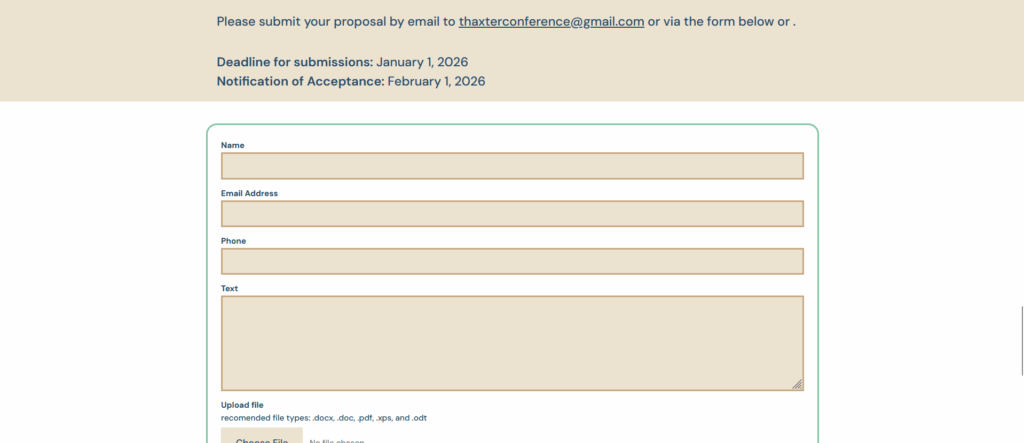 Thaxter Conference Call for Papers submission form