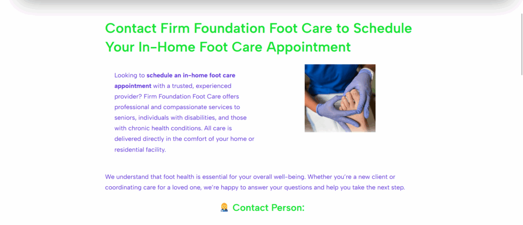 Firm Foundation Foot Care contact page