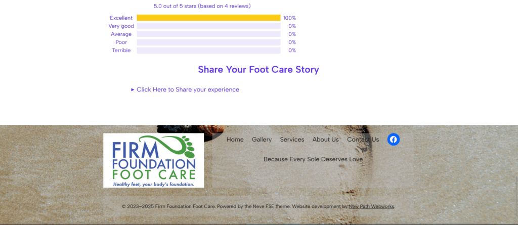 Firm Foundation Foot Care website footer