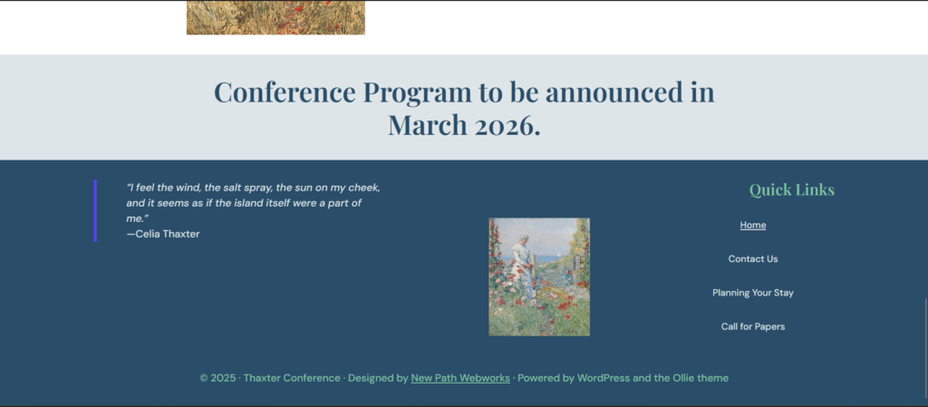 Thaxter Conference website footer
