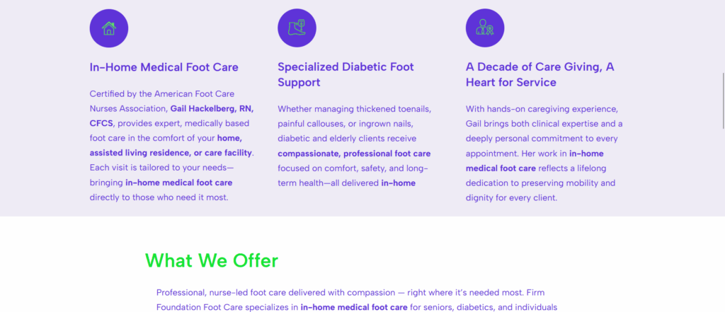 Firm Foundation Foot Care home page design