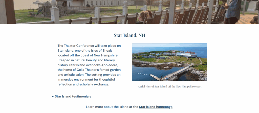 Thaxter Conference Plan Your Stay page