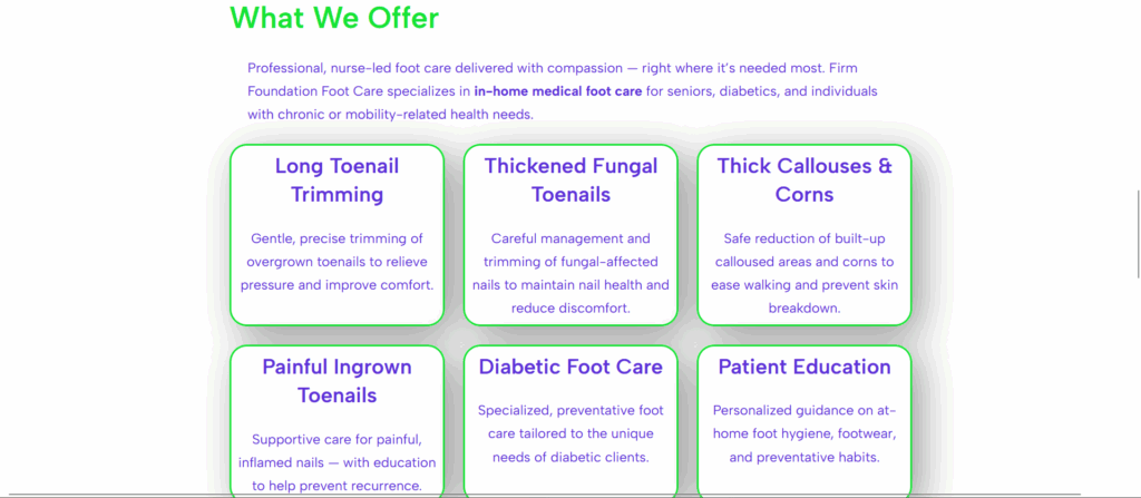 Firm Foundation Foot Care services page